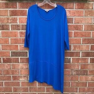 Lilla P Blue Asymmetrical Hem MIDI Dress sz M